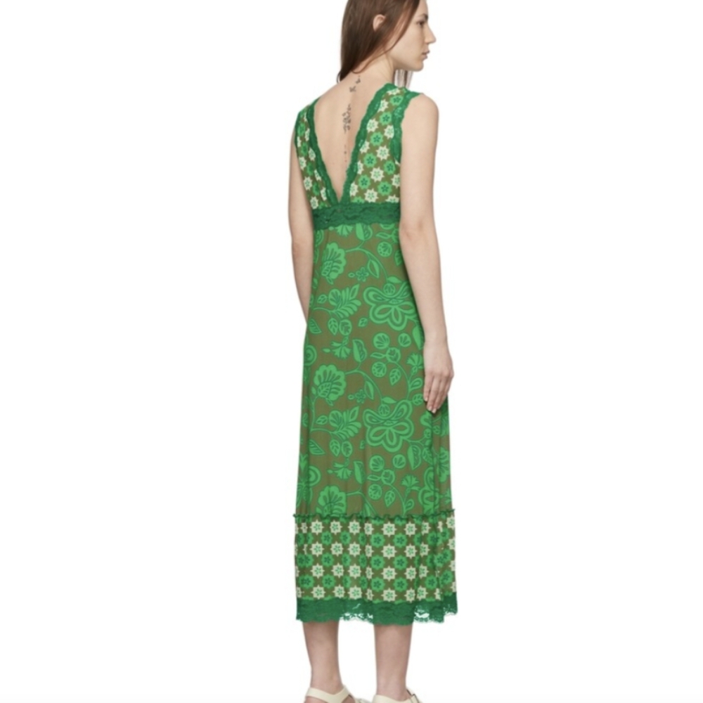 Anna Sui Paradisiac Dress Mesh Lace Sleeveless Floral Midi Maxi - Picture 2 of 10
